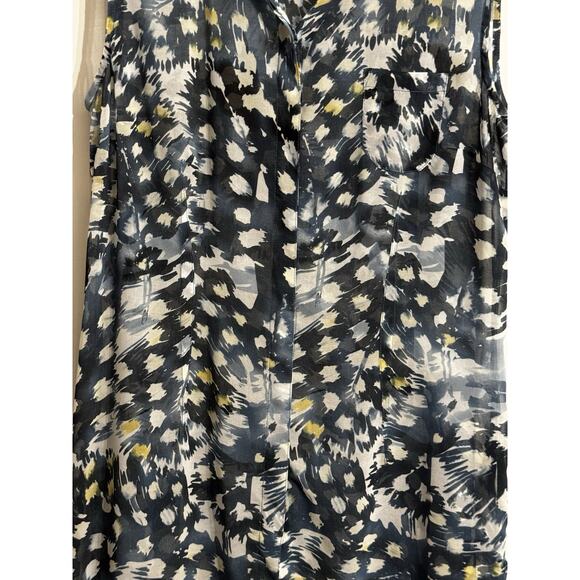 Cabi Semi Sheer Tunic Top Blouse Sea Blue Sleeveless Button Up Sz M Beach Office - Picture 2 of 9